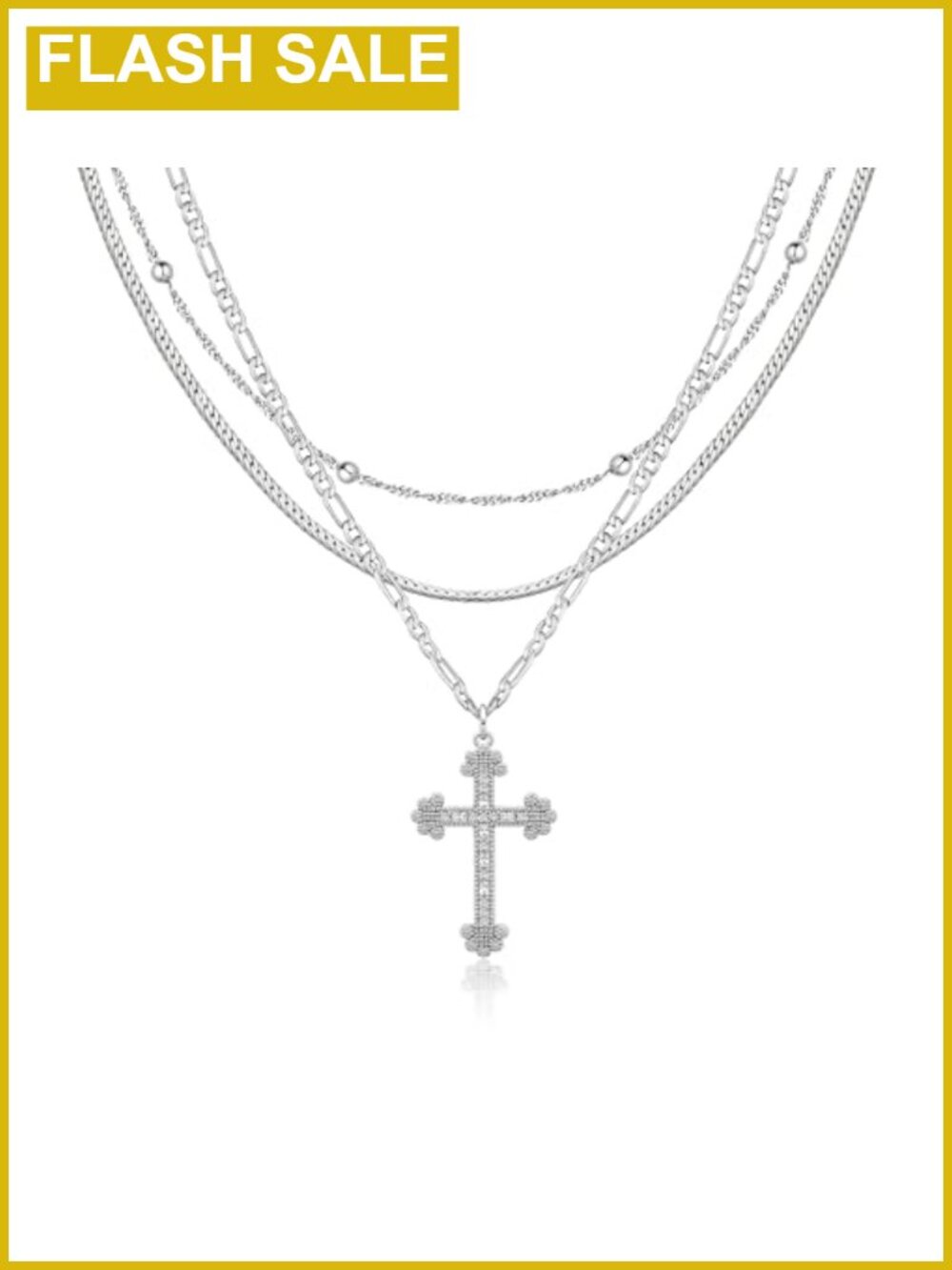 14K Gold Plated Layered Cross Necklace Choker Dainty Religious Jewelry Gift